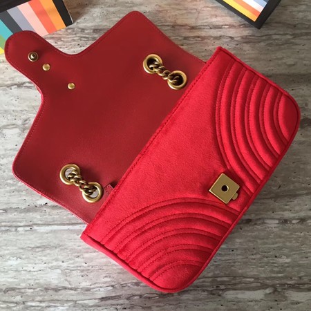 Gucci GG Marmont Small Chevron Shoulder Bag 443497 Red