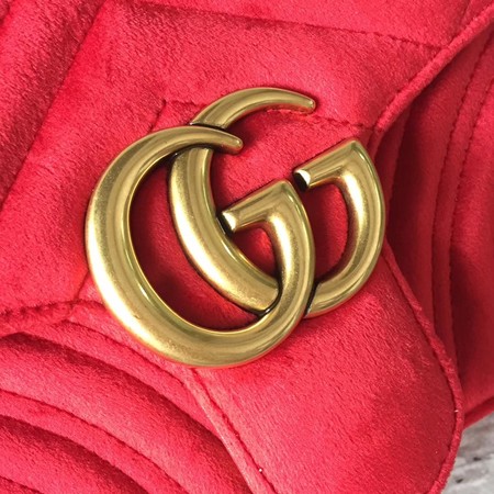 Gucci GG Marmont Small Chevron Shoulder Bag 443497 Red