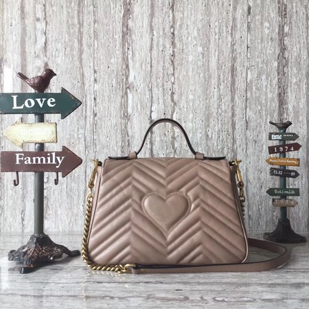 Gucci GG Marmont Small Top Handle Bag 498110 Apricot