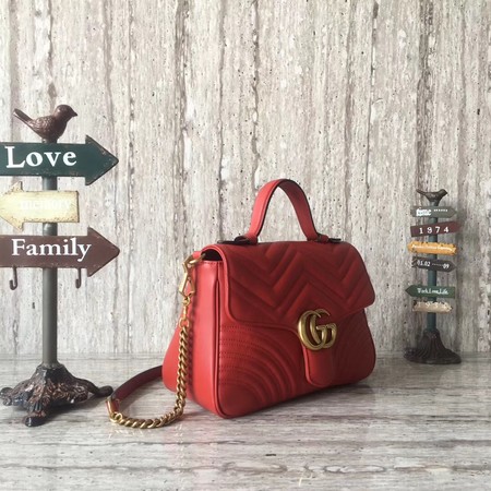 Gucci GG Marmont Small Top Handle Bag 498110 Red