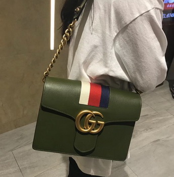 Gucci GG Marmont Leather Shoulder Bag ‎476468 Green