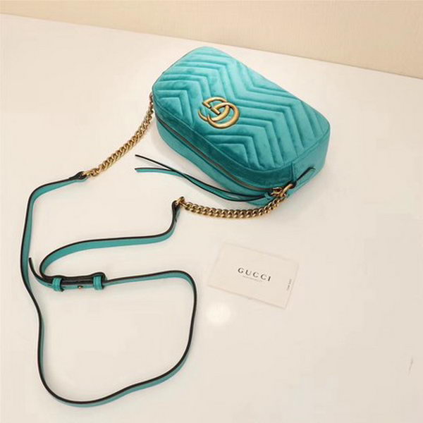 Gucci GG Marmont Matelasse Velvet Shoulder Bag 447632 Green