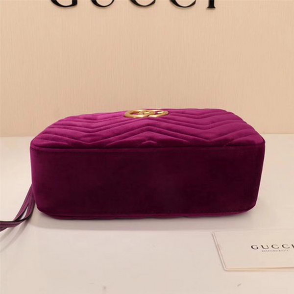 Gucci GG Marmont Matelasse Velvet Shoulder Bag 447632 Purple