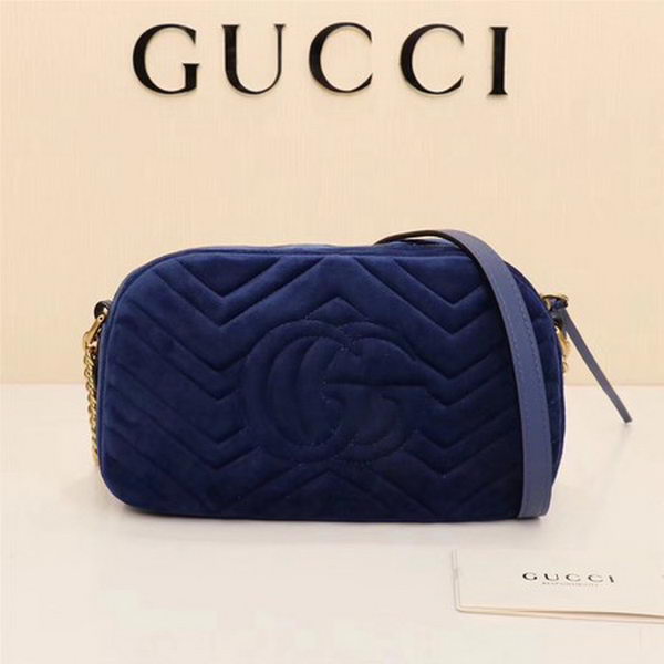 Gucci GG Marmont Matelasse Velvet Shoulder Bag 447632 Royal