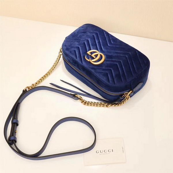Gucci GG Marmont Matelasse Velvet Shoulder Bag 447632 Royal