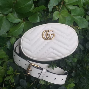 Gucci GG Marmont Leather Belt Bag 476434 White