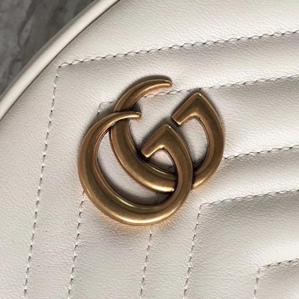 Gucci GG Marmont Leather Belt Bag 476434 White