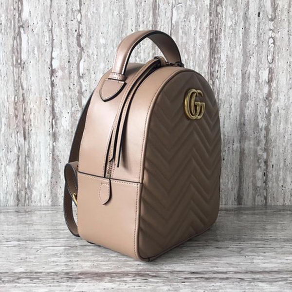 Gucci GG Marmont Quilted Leather Backpack 476671 Apricot