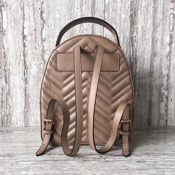 Gucci GG Marmont Quilted Leather Backpack 476671 Apricot