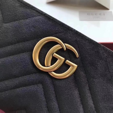 Gucci GG Marmont Velvet Zip Around Wallet 443123 Black