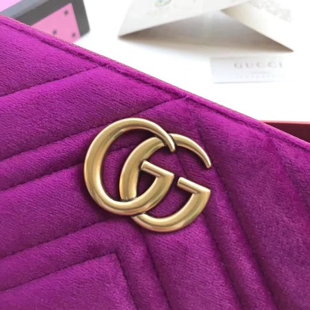 Gucci GG Marmont Velvet Zip Around Wallet 443123 Purple