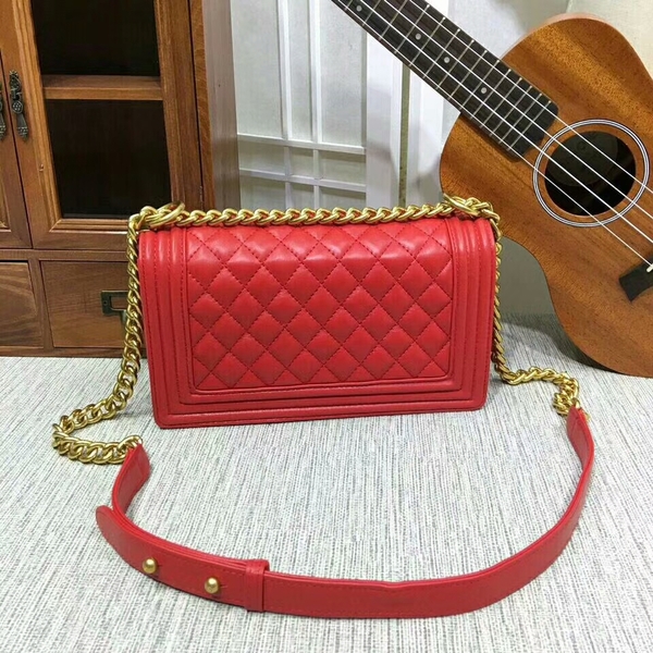 Boy Chanel Flap Shoulder Bag Sheepskin Leather 67086A Red