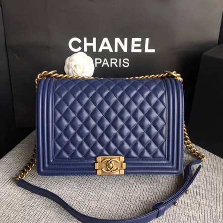 Boy Chanel Flap Bags Original Sheepskin Leather A67088 Blue