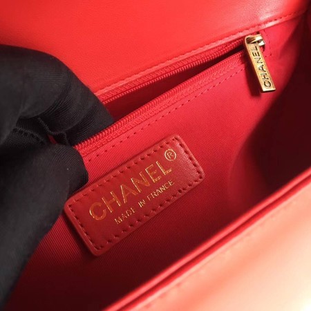 Boy Chanel Flap Bags Original Sheepskin Leather A67088 Red