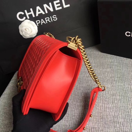Boy Chanel Flap Bags Original Sheepskin Leather A67088 Red