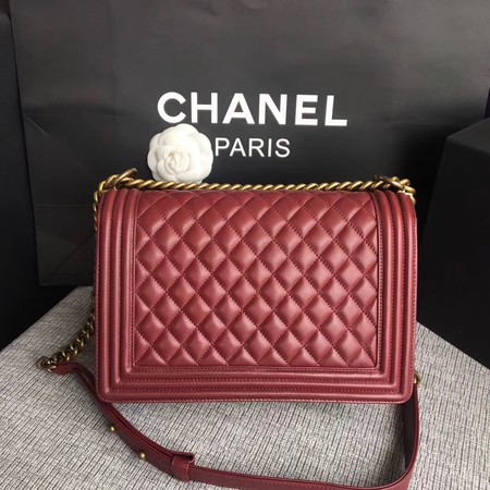 Boy Chanel Flap Bags Original Sheepskin Leather A67088 Wine