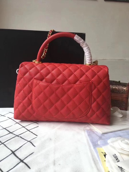 Chanel Classic Red Top Handle Bag Red Original Leather A92292 Gold