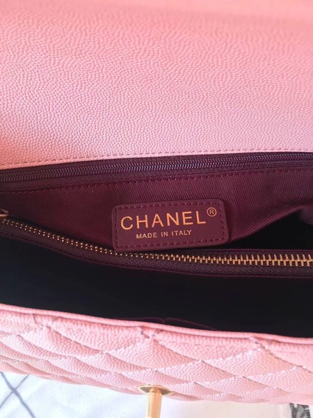 Chanel Classic Top Handle Bag Pink Original Leather A92292 Gold