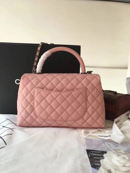 Chanel Classic Top Handle Bag Pink Original Leather A92292 Silver