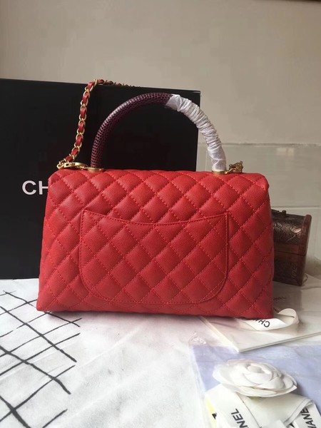 Chanel Classic Wine Top Handle Bag Red Original Leather A92292 Gold