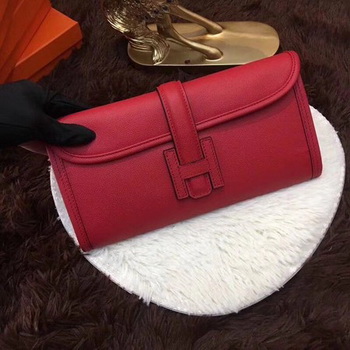 Hermes Togo Leather Clutch H88017 Red