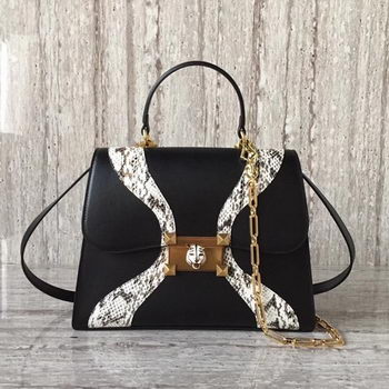 Gucci Snakeskin medium Top Handle Bag ‎476435 Black