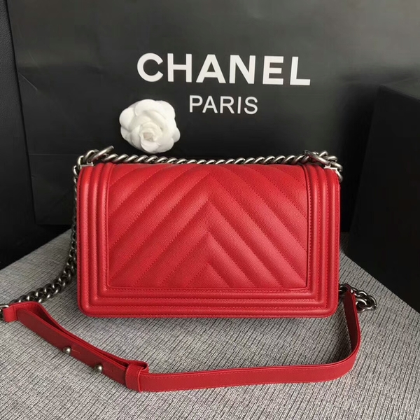 Boy Chanel Original Chevron Leather 67086 Red