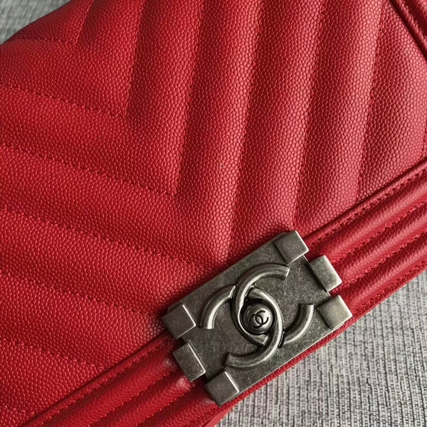 Boy Chanel Original Chevron Leather 67086 Red