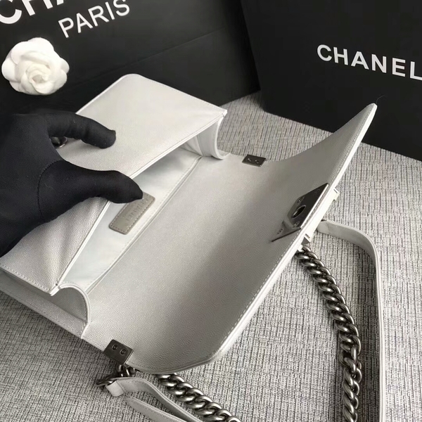 Boy Chanel Original Chevron Leather 67086 White