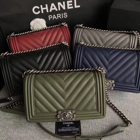 Boy Chanel Flap Bag Original Chevron Leather A67086V Blue