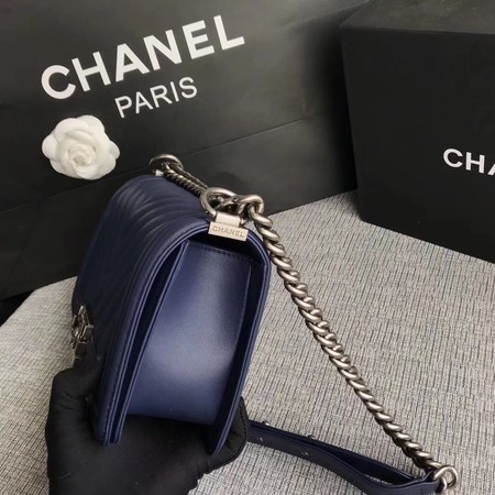 Boy Chanel Flap Bag Original Chevron Leather A67086V Blue