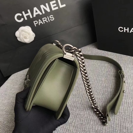 Boy Chanel Flap Bag Original Chevron Leather A67086V Green