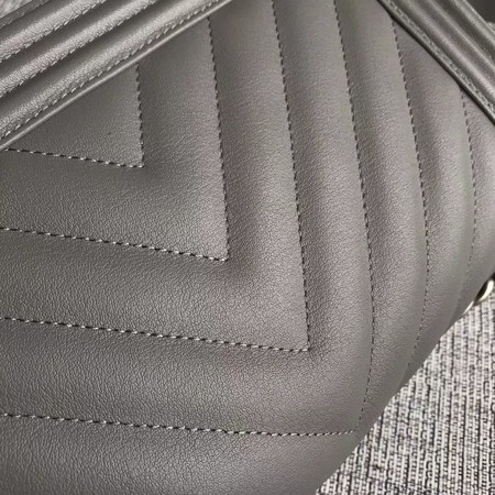 Boy Chanel Flap Bag Original Chevron Leather A67086V Grey