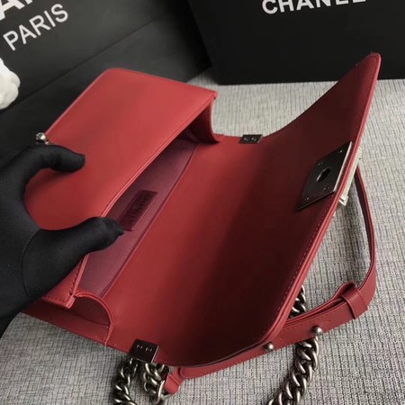 Boy Chanel Flap Bag Original Chevron Leather A67086V Red