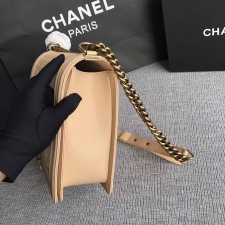 Boy Chanel Flap Shoulder Bag Apricot Original Cannage Pattern A67087 Gold