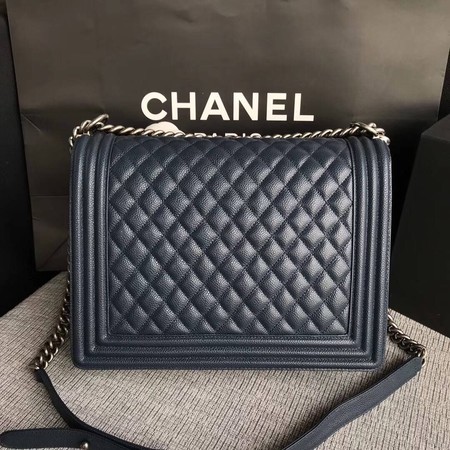 Boy Chanel Flap Shoulder Bag Blue Original Cannage Pattern A67087 Silver