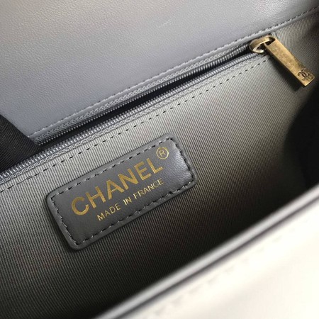 Boy Chanel Flap Shoulder Bag Grey Original Sheepskin Leather A67087 Gold