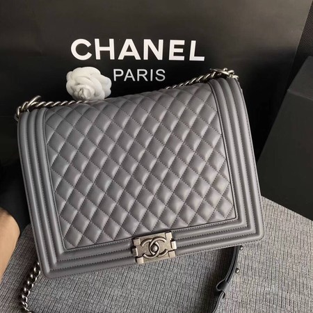 Boy Chanel Flap Shoulder Bag Grey Original Sheepskin Leather A67087 Silver