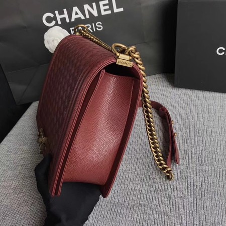 Boy Chanel Flap Shoulder Bag Wine Original Cannage Pattern A67087 Gold