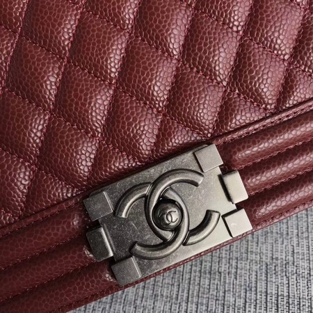Boy Chanel Flap Shoulder Bag Wine Original Cannage Pattern A67087 Silver
