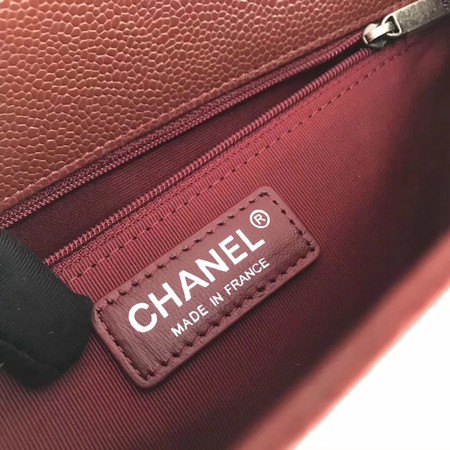Boy Chanel Flap Shoulder Bag Wine Original Cannage Pattern A67087 Silver