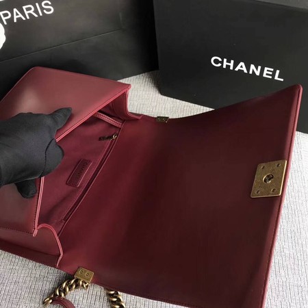 Boy Chanel Flap Shoulder Bag Wine Original Sheepskin Leather A67087 Gold