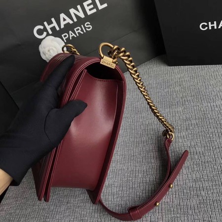 Boy Chanel Flap Shoulder Bag Wine Original Sheepskin Leather A67087 Gold