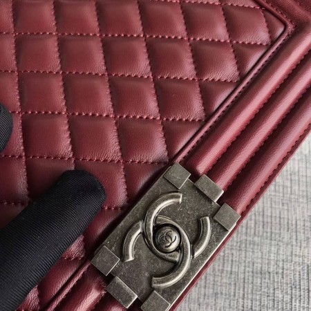 Boy Chanel Flap Shoulder Bag Wine Original Sheepskin Leather A67087 Silver