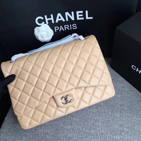 Chanel Maxi Quilted Classic Flap Bag Apricot Sheepskin Leather A58601 Silver