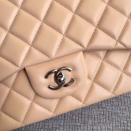 Chanel Maxi Quilted Classic Flap Bag Apricot Sheepskin Leather A58601 Silver