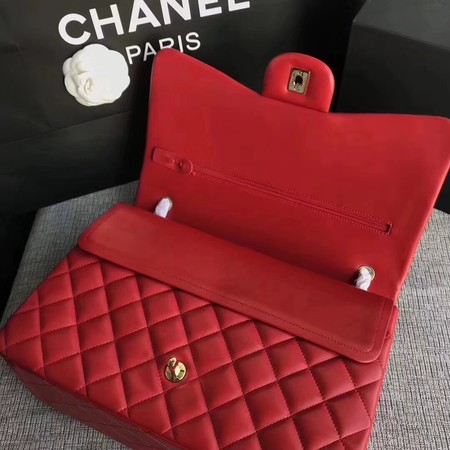 Chanel Maxi Quilted Classic Flap Bag Red Sheepskin Leather A58601 Gold