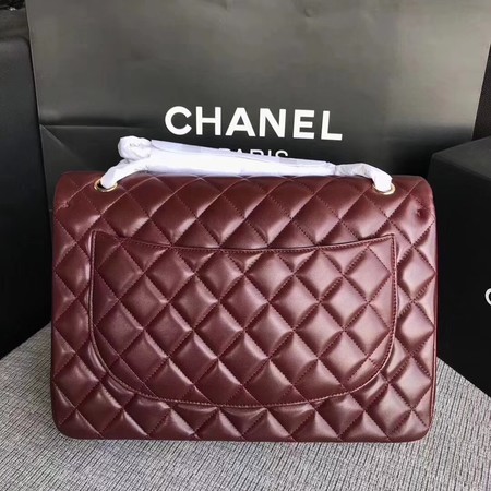 Chanel Maxi Quilted Classic Flap Bag Wine Sheepskin Leather A58601 Gold