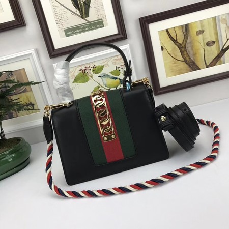 Gucci Sylvie Lather mini Bag 470270 Black