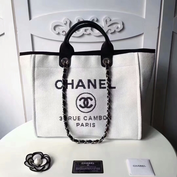 Chanel Medium Original Canvas Leather Tote Shopping Bag 66941C